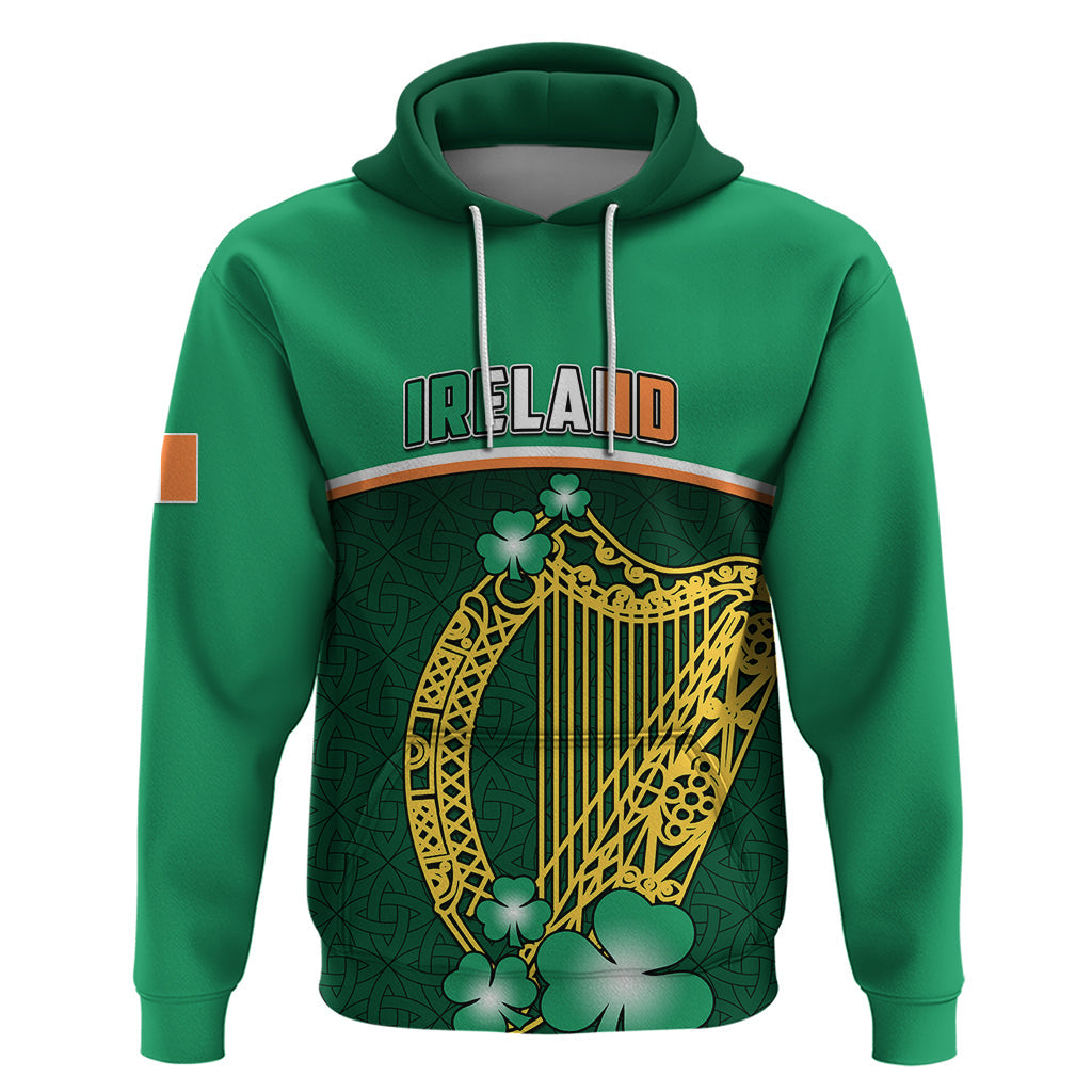 Personalised Ireland Hoodie Irish Shamrock Harp Mix Celtic Pattern