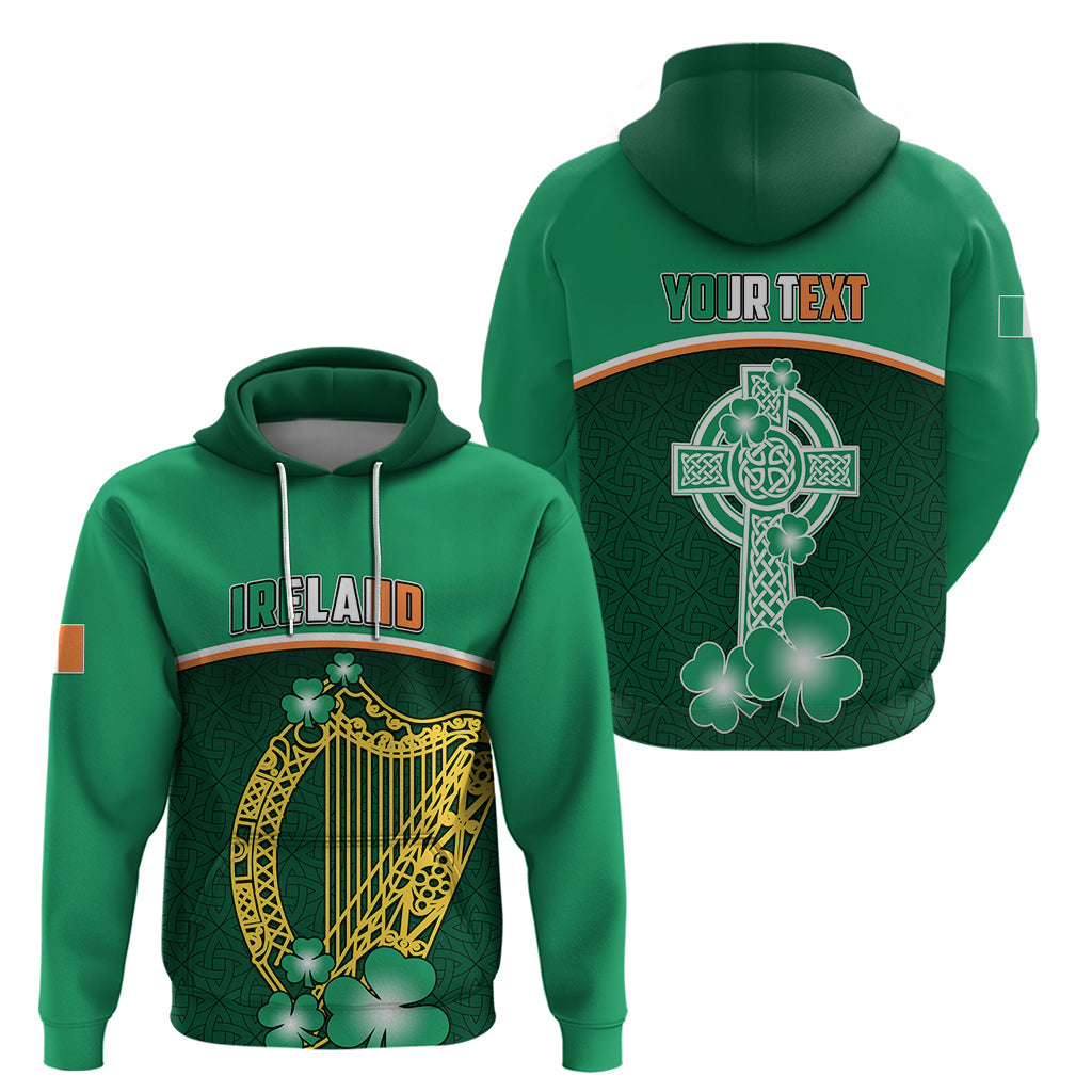 Personalised Ireland Hoodie Irish Shamrock Harp Mix Celtic Pattern
