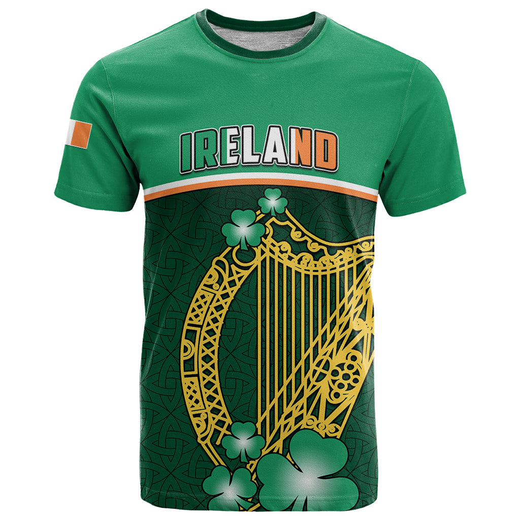 Personalised Ireland T Shirt Irish Shamrock Harp Mix Celtic Pattern