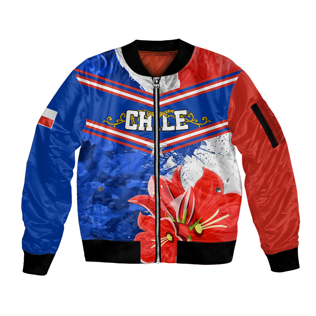 Personalised Chile Sleeve Zip Bomber Jacket Chilean Bellflower Special Version