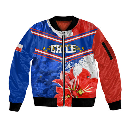 Personalised Chile Sleeve Zip Bomber Jacket Chilean Bellflower Special Version