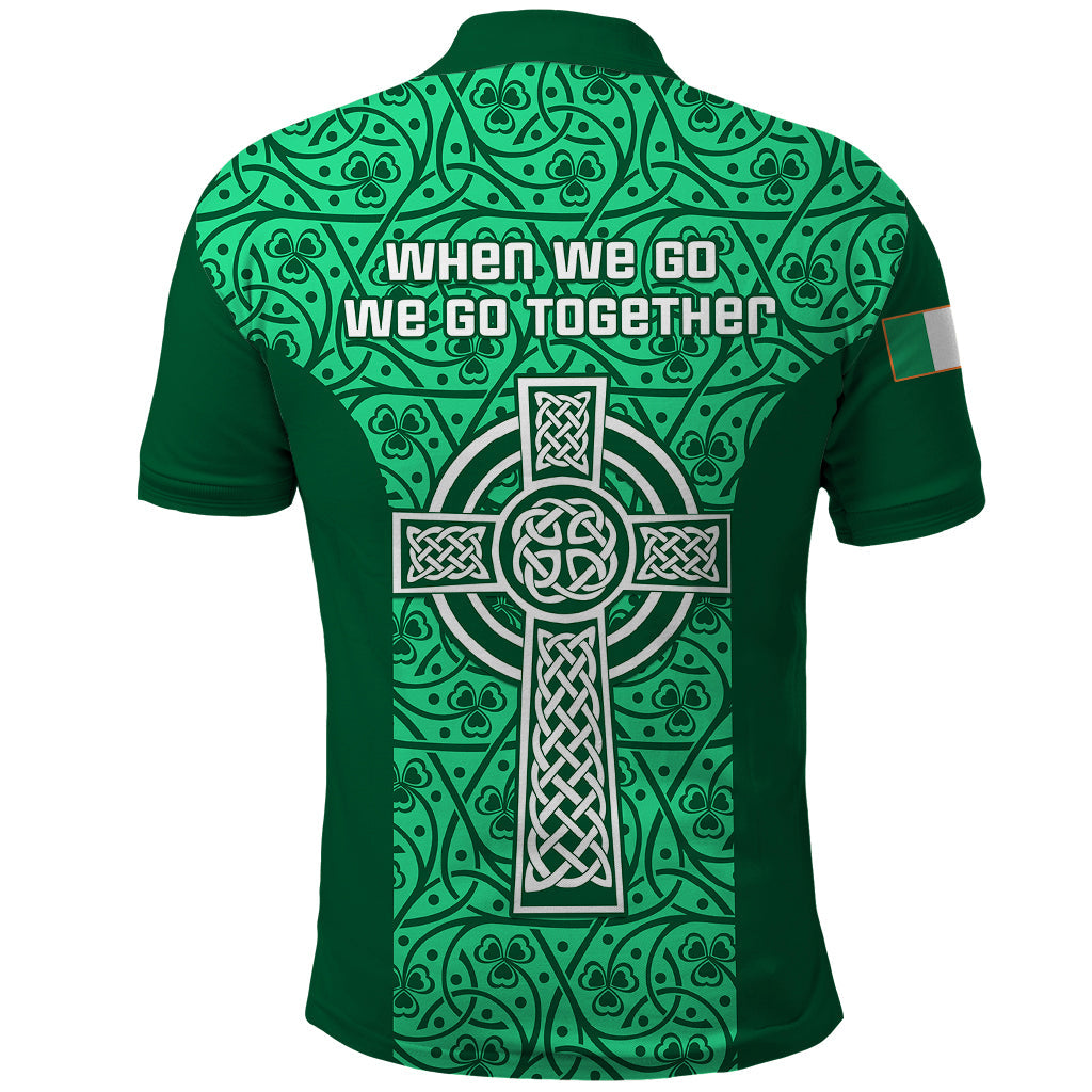 Ireland Rugby Polo Shirt Irish Celtic Cross Mix Shamrock Pattern