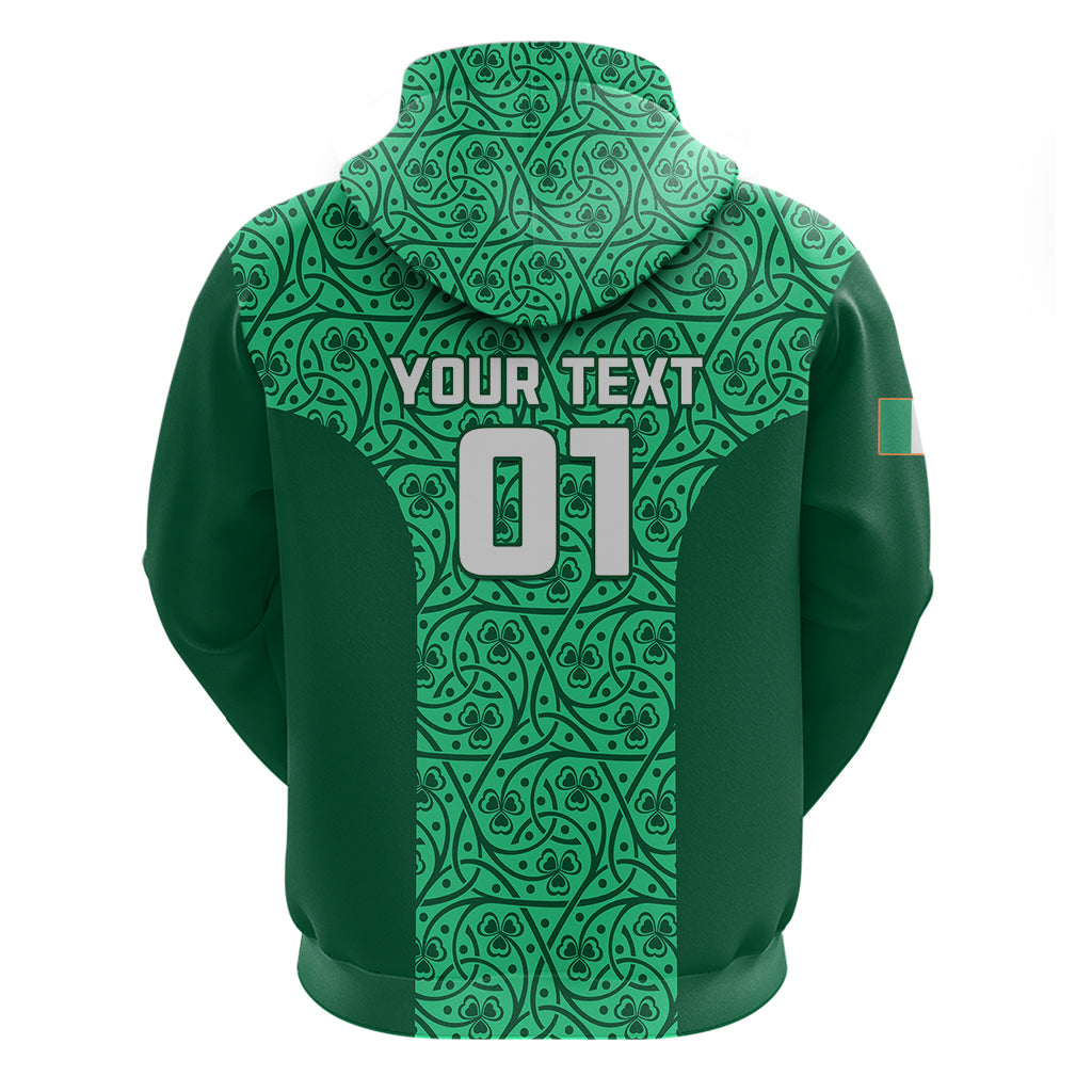 Custom Ireland Rugby Hoodie Irish Celtic Cross Mix Shamrock Pattern