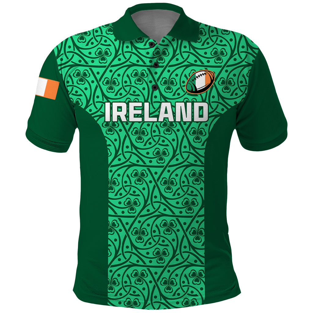 Custom Ireland Rugby Polo Shirt Irish Celtic Cross Mix Shamrock Pattern
