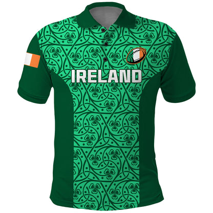 Custom Ireland Rugby Polo Shirt Irish Celtic Cross Mix Shamrock Pattern