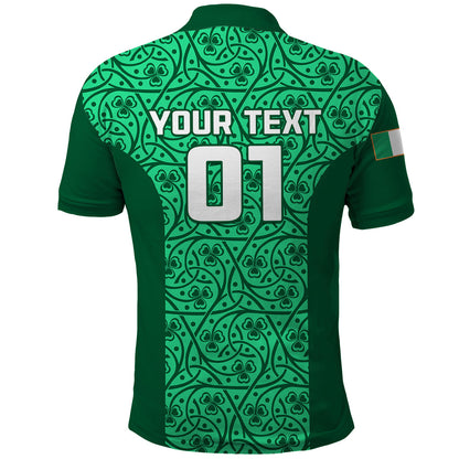 Custom Ireland Rugby Polo Shirt Irish Celtic Cross Mix Shamrock Pattern
