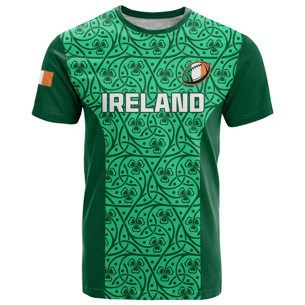 Custom Ireland Rugby T Shirt Irish Celtic Cross Mix Shamrock Pattern