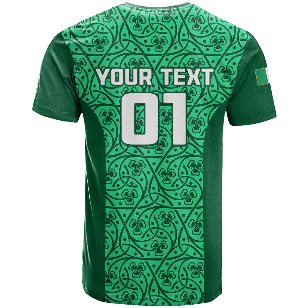 Custom Ireland Rugby T Shirt Irish Celtic Cross Mix Shamrock Pattern