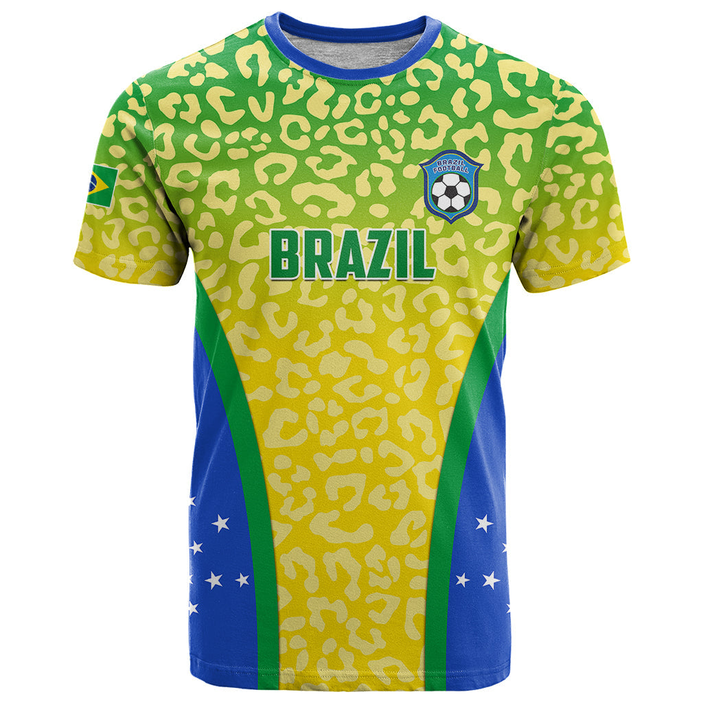 Personalised Brazil Football T Shirt Brasil Leopard Pattern