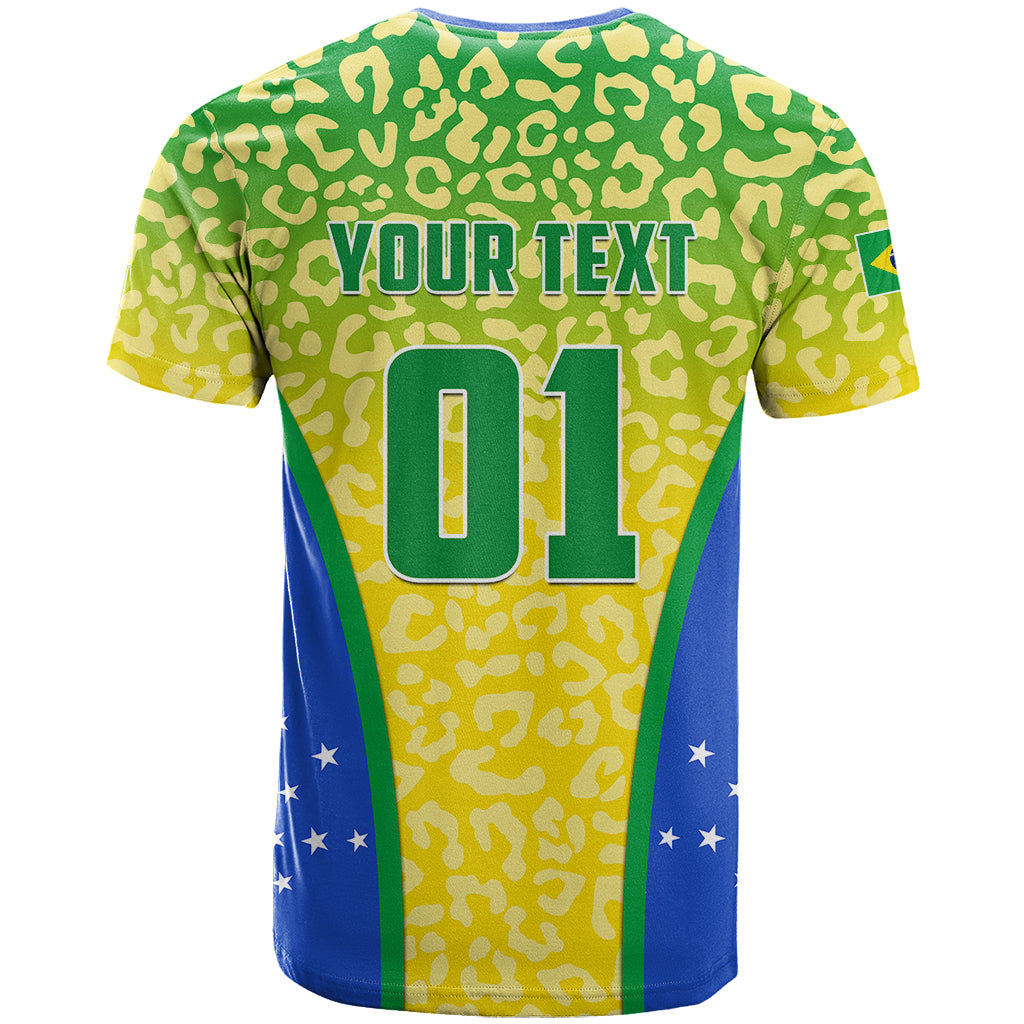 Personalised Brazil Football T Shirt Brasil Leopard Pattern