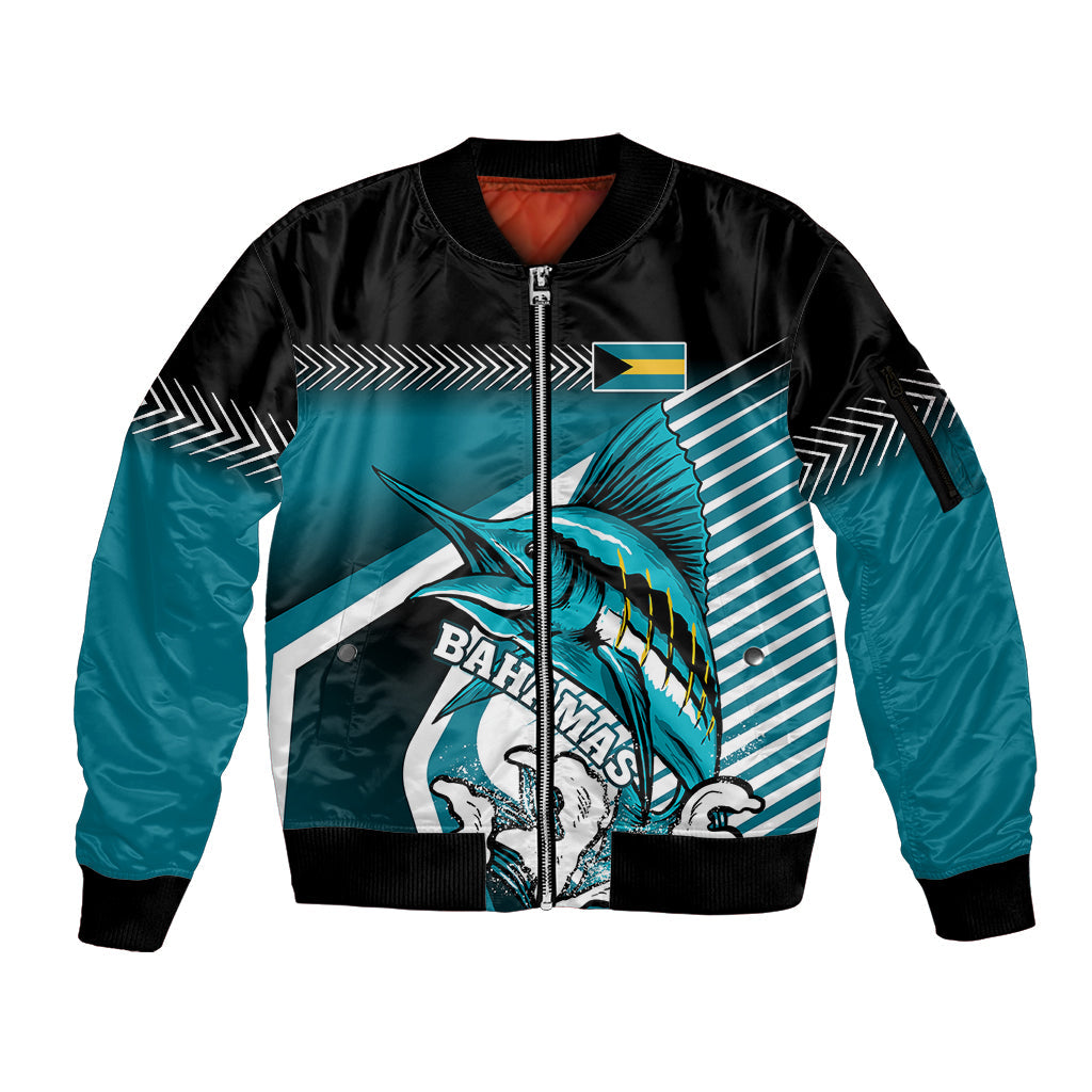Personalised The Bahamas Sleeve Zip Bomber Jacket Bahamian Blue Marlin Special Version LT01
