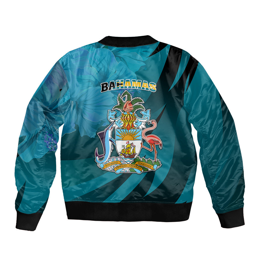 10 July The Bahamas Independence Day Bomber Jacket Bahamian Blue Marlin With Hibiscus LT01