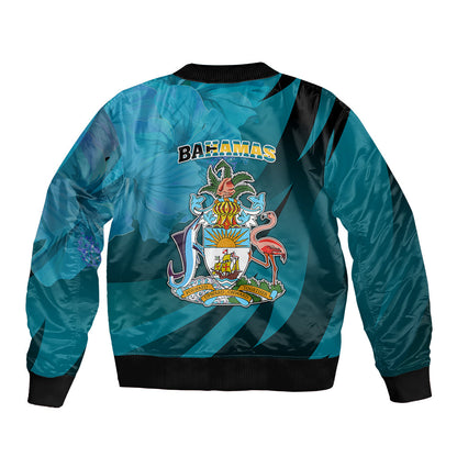 10 July The Bahamas Independence Day Bomber Jacket Bahamian Blue Marlin With Hibiscus LT01