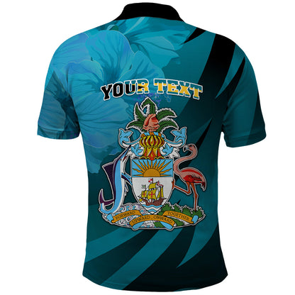 Custom 10 July The Bahamas Independence Day Polo Shirt Bahamian Blue Marlin With Hibiscus LT01