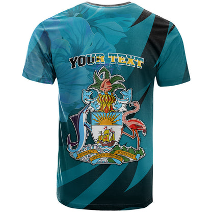 Custom 10 July The Bahamas Independence Day T Shirt Bahamian Blue Marlin With Hibiscus LT01