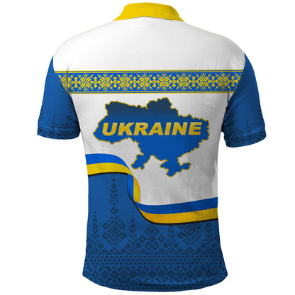 Ukraine Polo Shirt Ukrainian Map Vyshyvanka Pattern