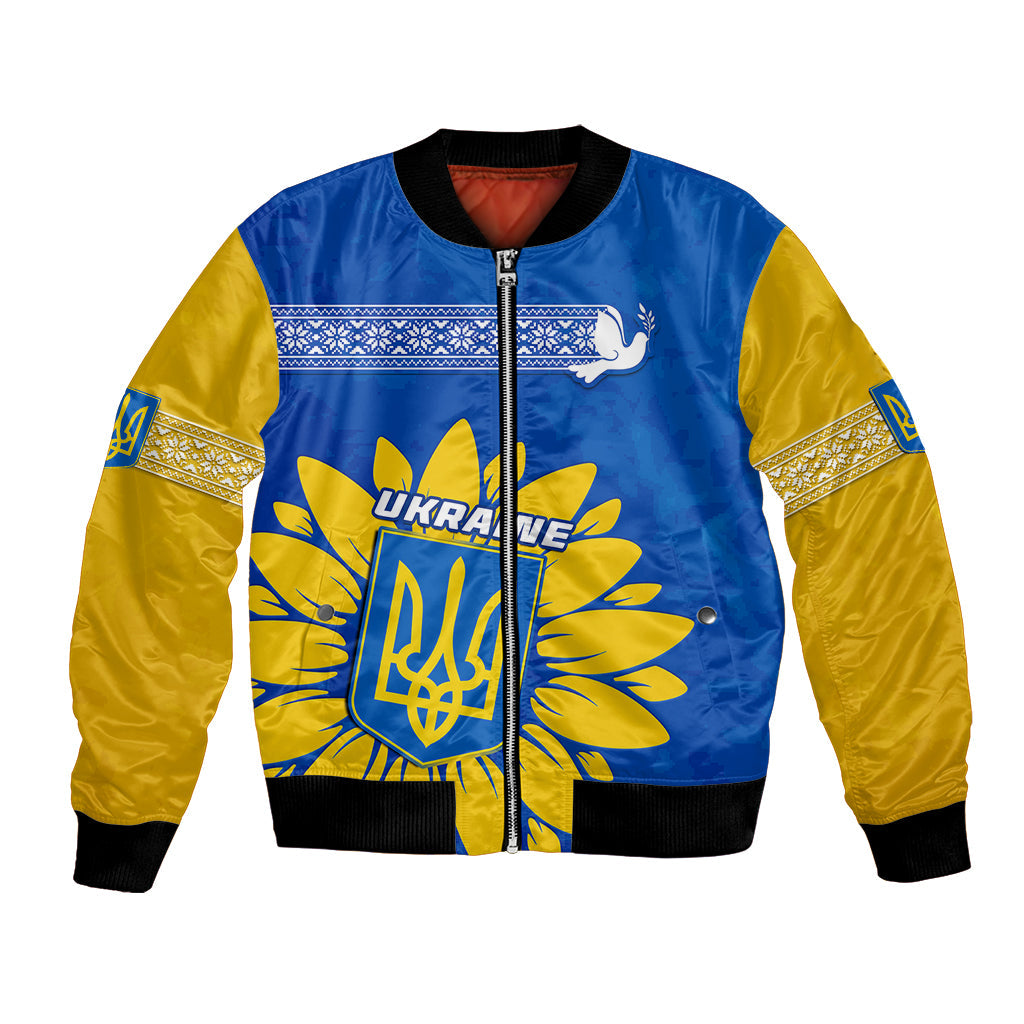 Ukraine Bomber Jacket Ukrainian Coat Of Ams With Sunflower
