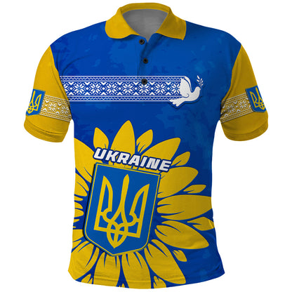 Ukraine Polo Shirt Ukrainian Coat Of Ams With Sunflower