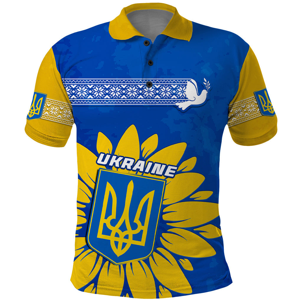 Personalised Ukraine Polo Shirt Ukrainian Coat Of Ams With Sunflower