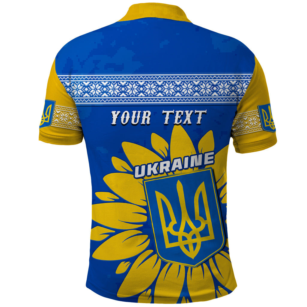 Personalised Ukraine Polo Shirt Ukrainian Coat Of Ams With Sunflower