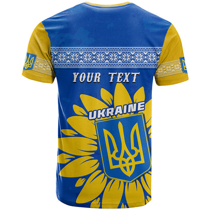 Personalised Ukraine T Shirt Ukrainian Coat Of Ams With Sunflower