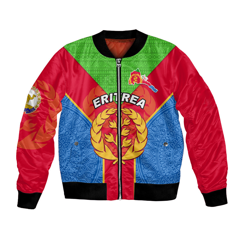 Eritrea Bomber Jacket Eritrean Emblem Flag Mix African Pattern