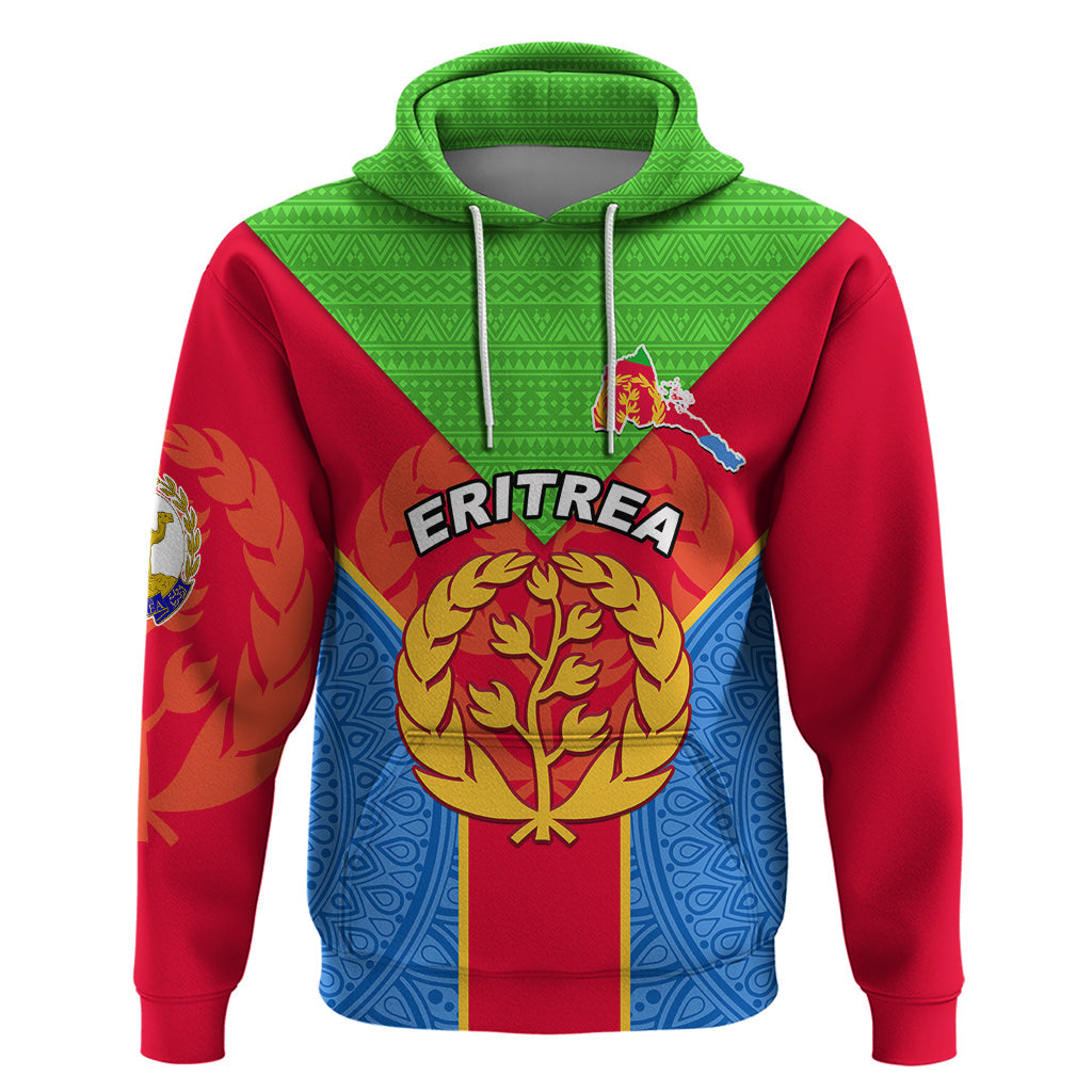Eritrea Hoodie Eritrean Emblem Flag Mix African Pattern