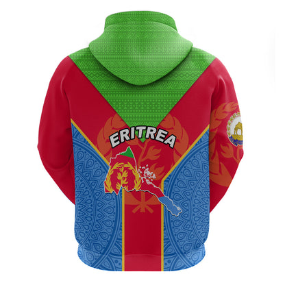 Eritrea Hoodie Eritrean Emblem Flag Mix African Pattern