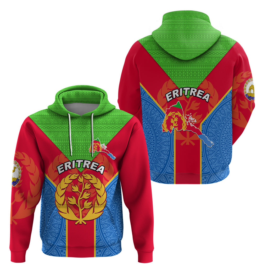 Eritrea Hoodie Eritrean Emblem Flag Mix African Pattern
