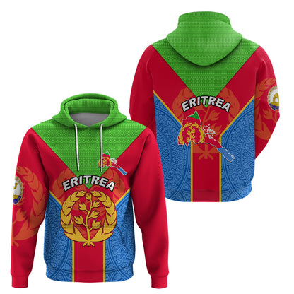 Eritrea Hoodie Eritrean Emblem Flag Mix African Pattern
