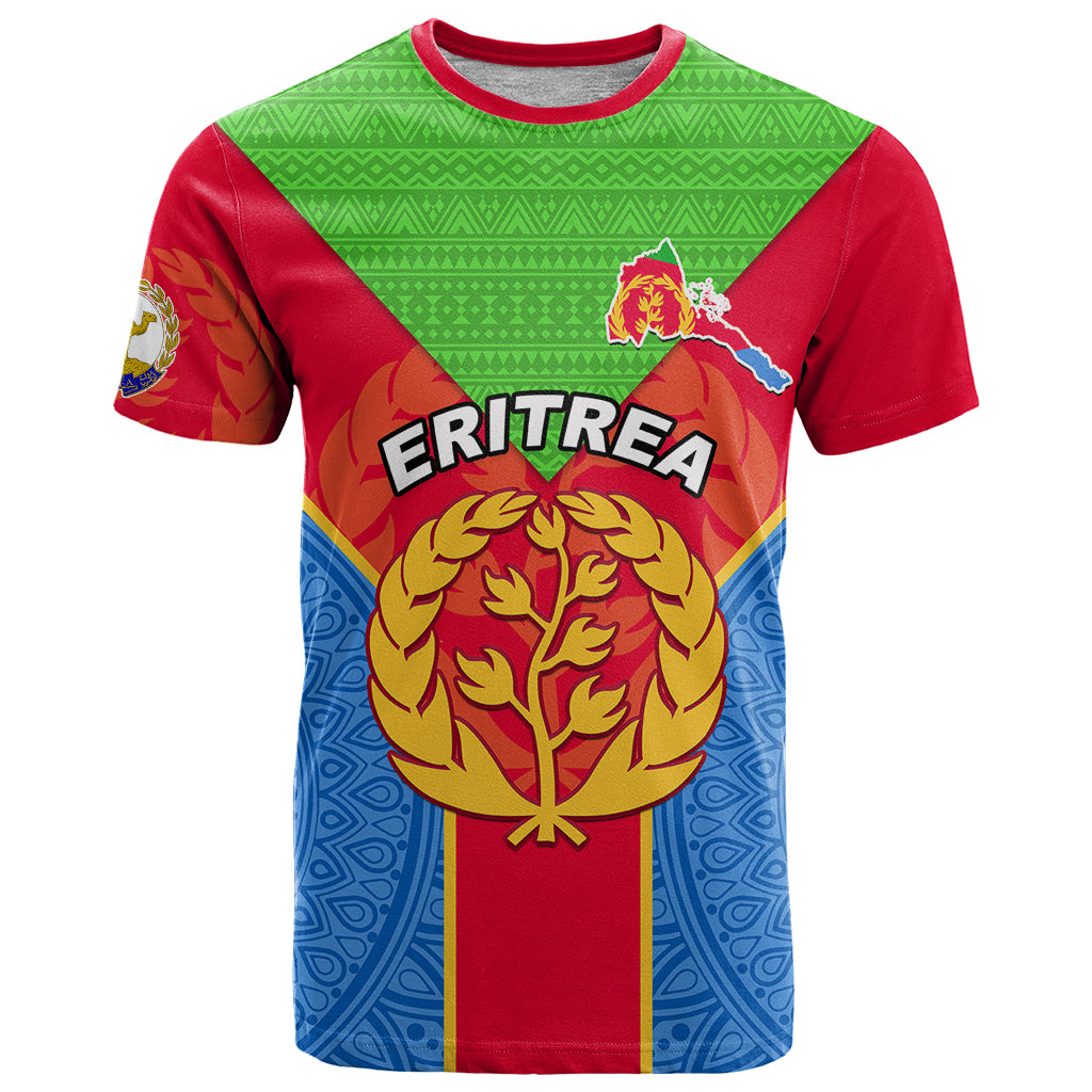 Eritrea T Shirt Eritrean Emblem Flag Mix African Pattern