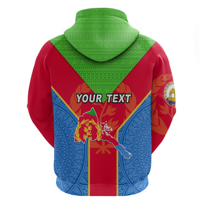 Custom Eritrea Hoodie Eritrean Emblem Flag Mix African Pattern