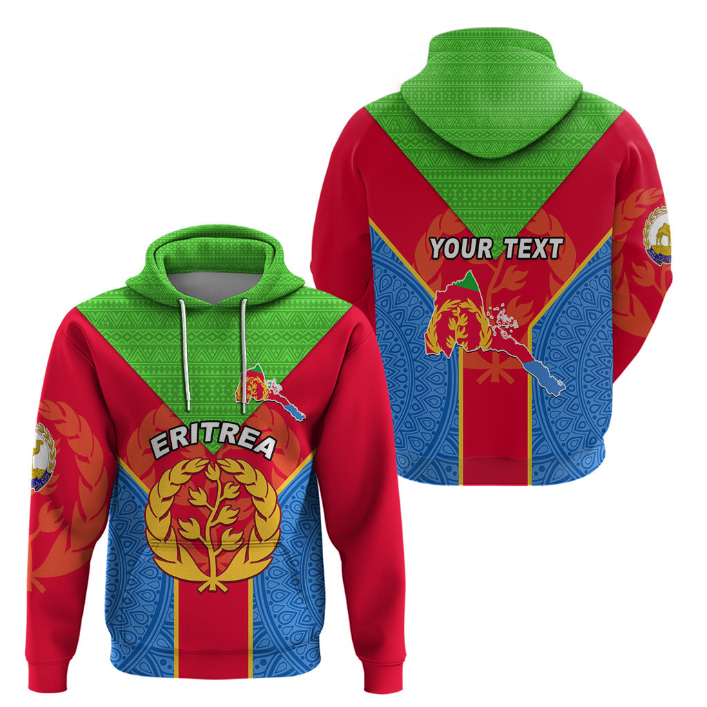 Custom Eritrea Hoodie Eritrean Emblem Flag Mix African Pattern