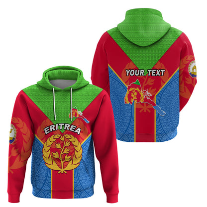 Custom Eritrea Hoodie Eritrean Emblem Flag Mix African Pattern