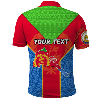 Custom Eritrea Polo Shirt Eritrean Emblem Flag Mix African Pattern