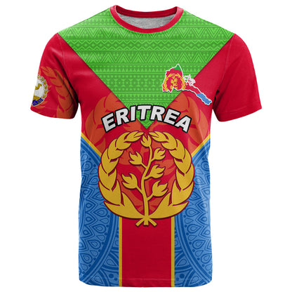 Custom Eritrea T Shirt Eritrean Emblem Flag Mix African Pattern