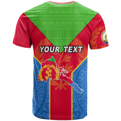 Custom Eritrea T Shirt Eritrean Emblem Flag Mix African Pattern