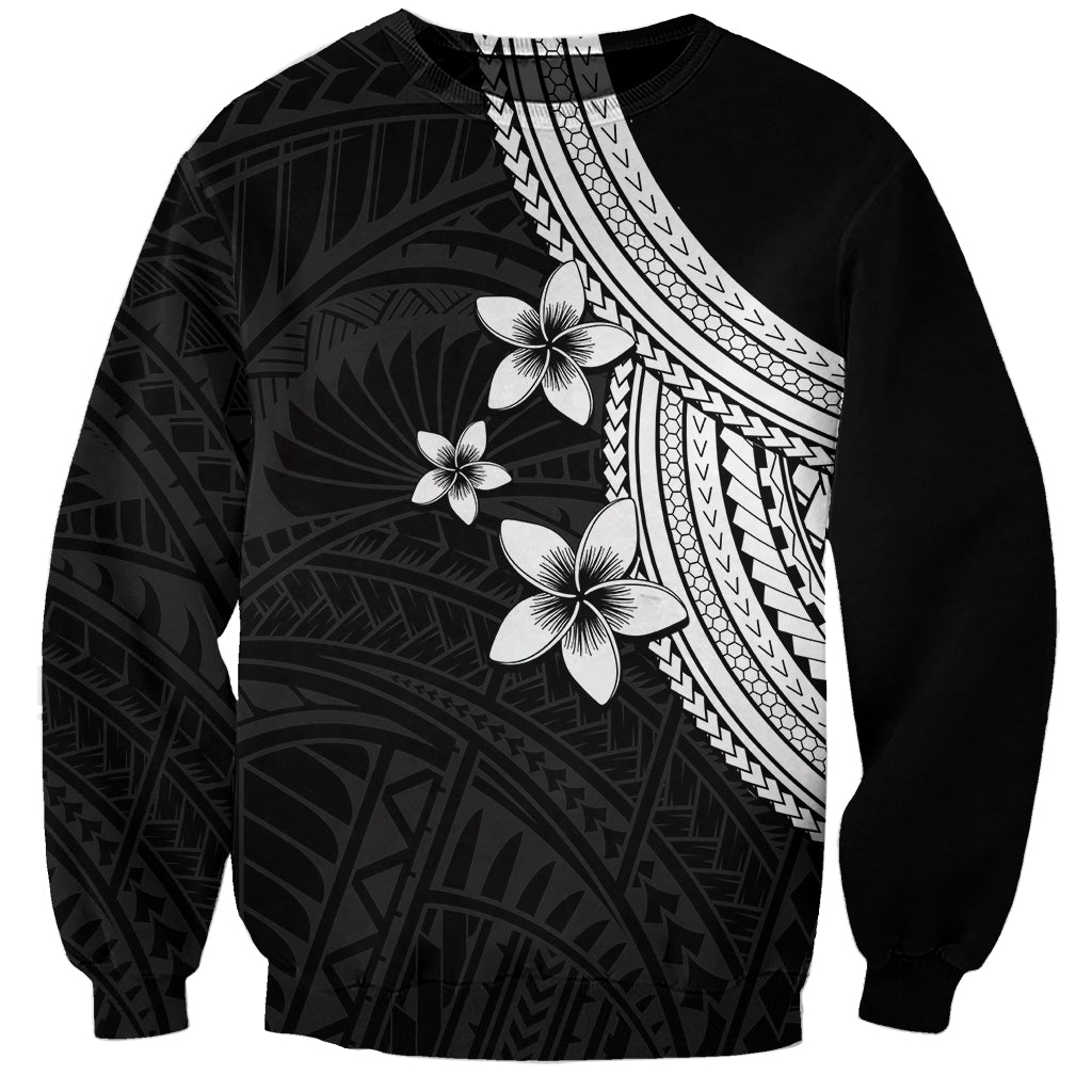 Polynesian Sweatshirt With Plumeria Flower White
