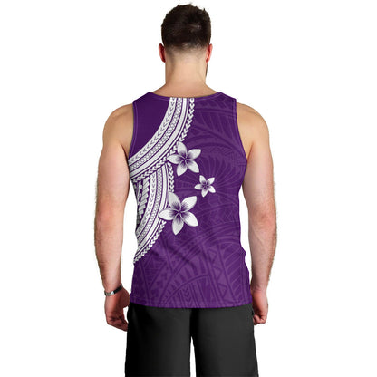Polynesian Men Tank Top With Plumeria Flower Purple