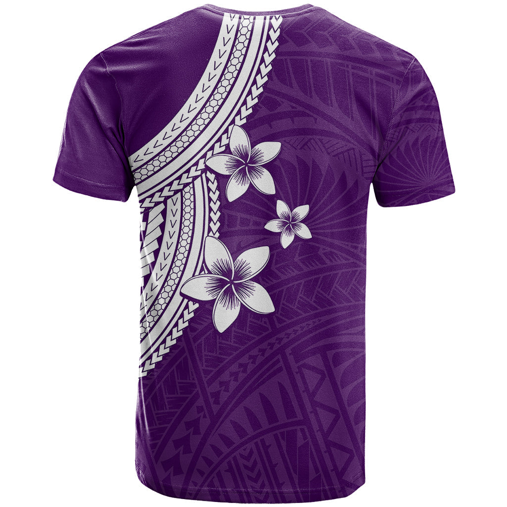 Polynesian T Shirt With Plumeria Flower Purple