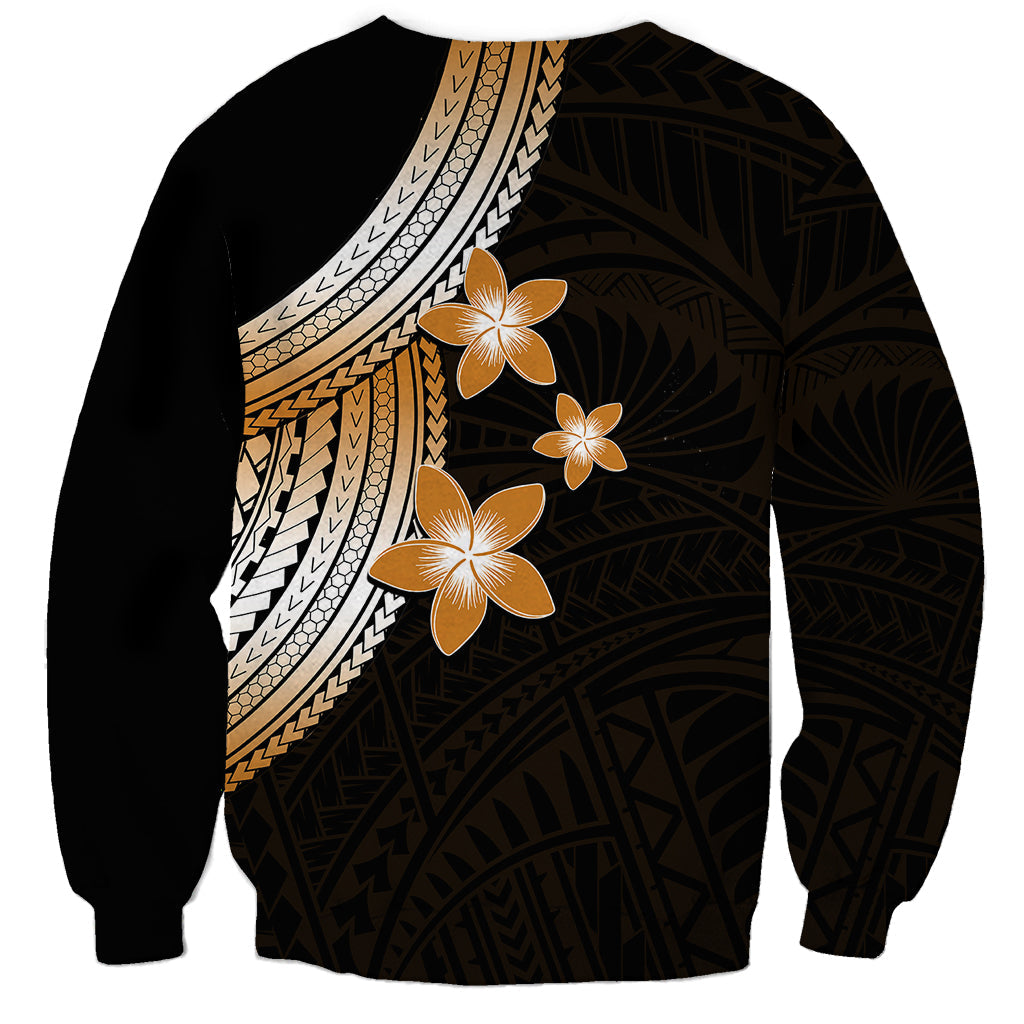 Polynesian Sweatshirt With Plumeria Flower Gold