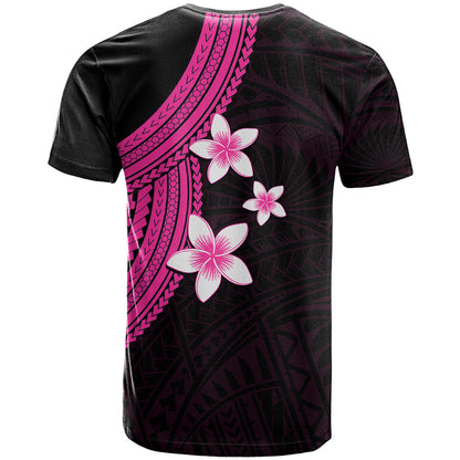 Polynesian T Shirt With Plumeria Flower Pink