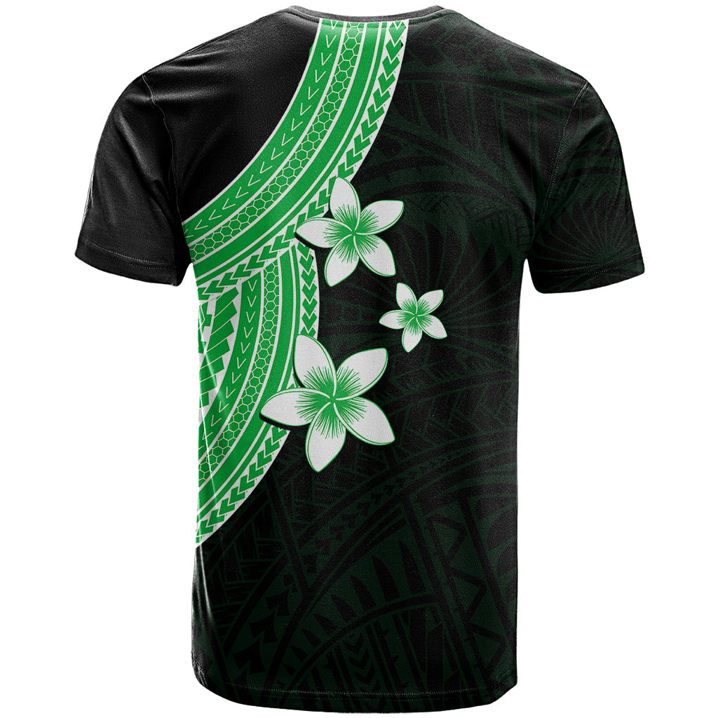 Polynesian T Shirt With Plumeria Flower Green