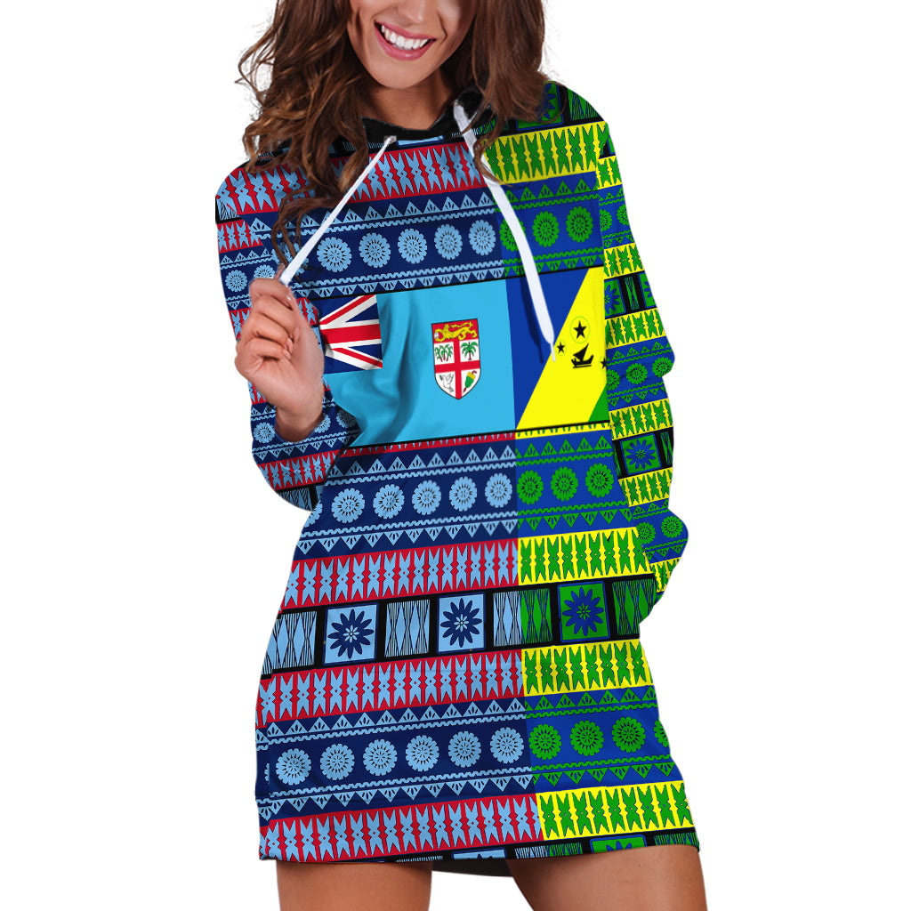 Fiji Malampa Hoodie Dress Tribal Patterns