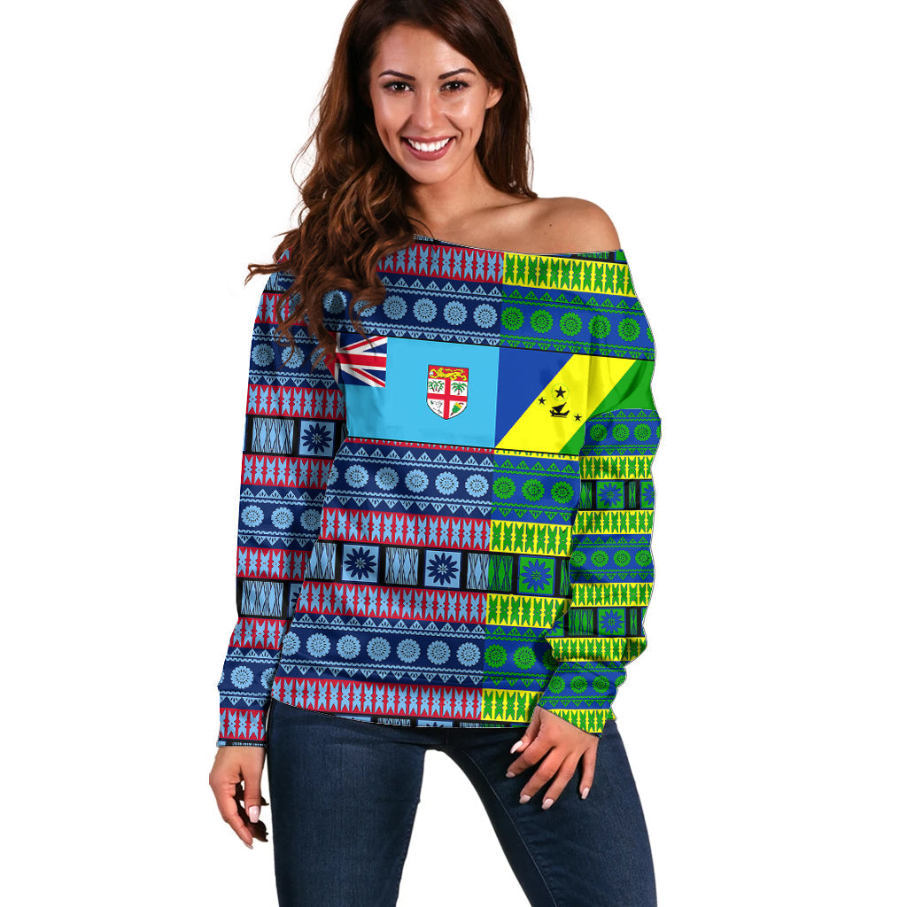 (Custom Personalised) Fiji Malampa Off Shoulder Sweater Tribal Patterns