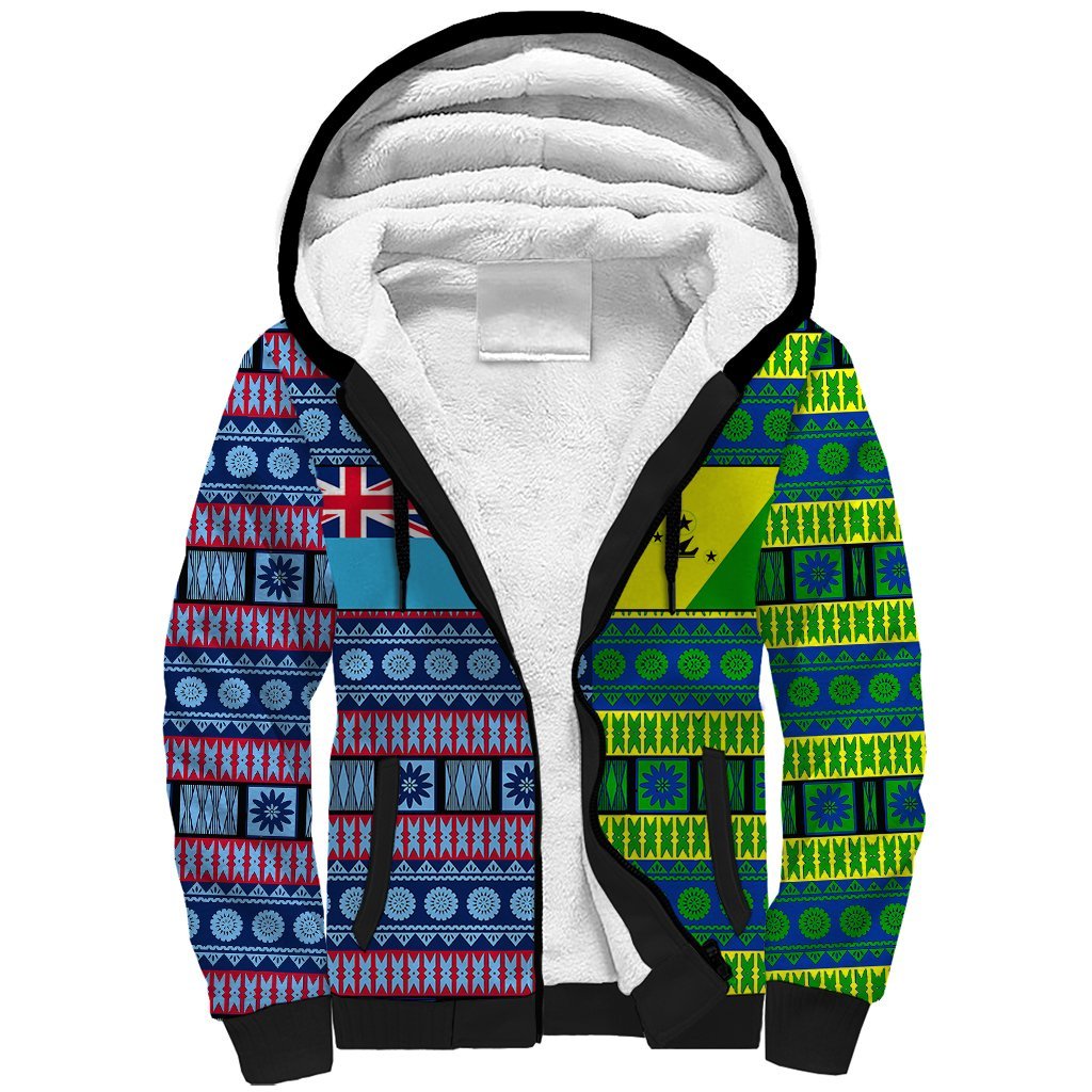 (Custom Personalised) Fiji Malampa Sherpa Hoodie Tribal Patterns