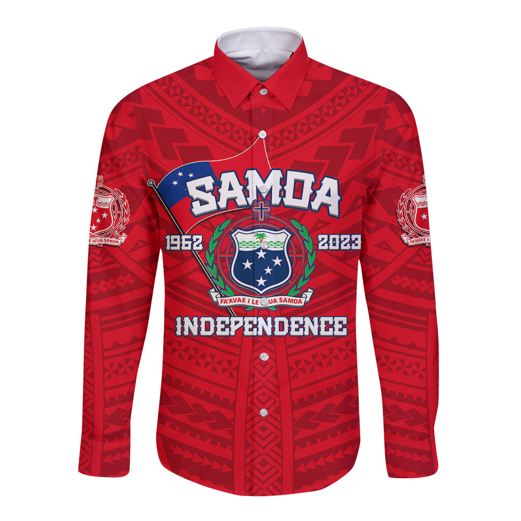 Samoa Independence Long Sleeve Button Shirt 2023 Red Style