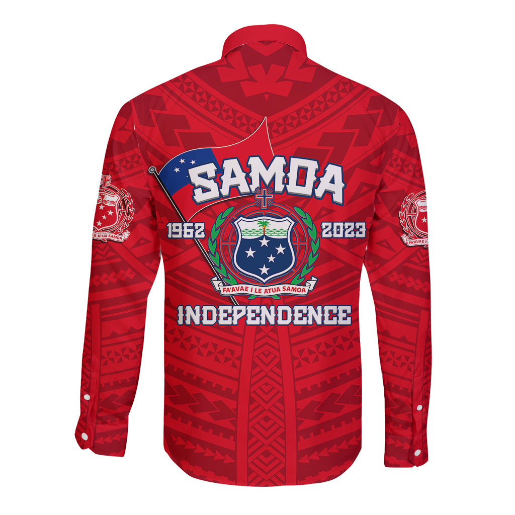 Samoa Independence Long Sleeve Button Shirt 2023 Red Style