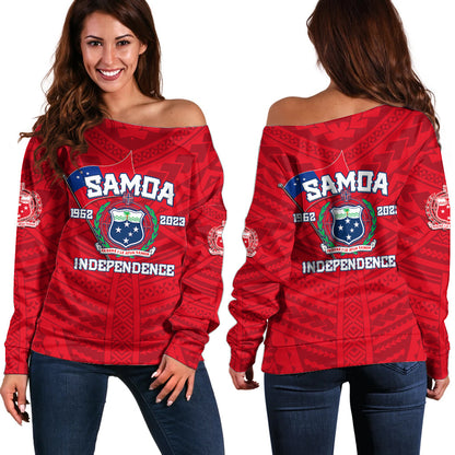 Samoa Independence Off Shoulder Sweater 2023 Red Style