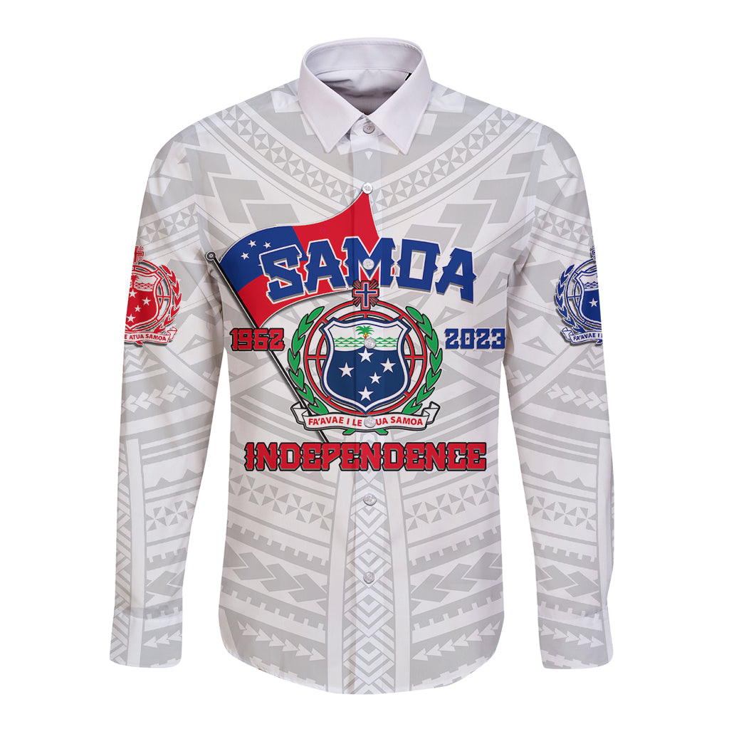 Samoa Independence Long Sleeve Button Shirt 2023 White Style